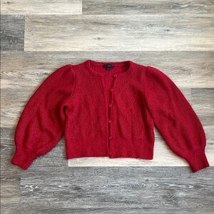 J. Crew Cherry Red Merino Wool Cardigan